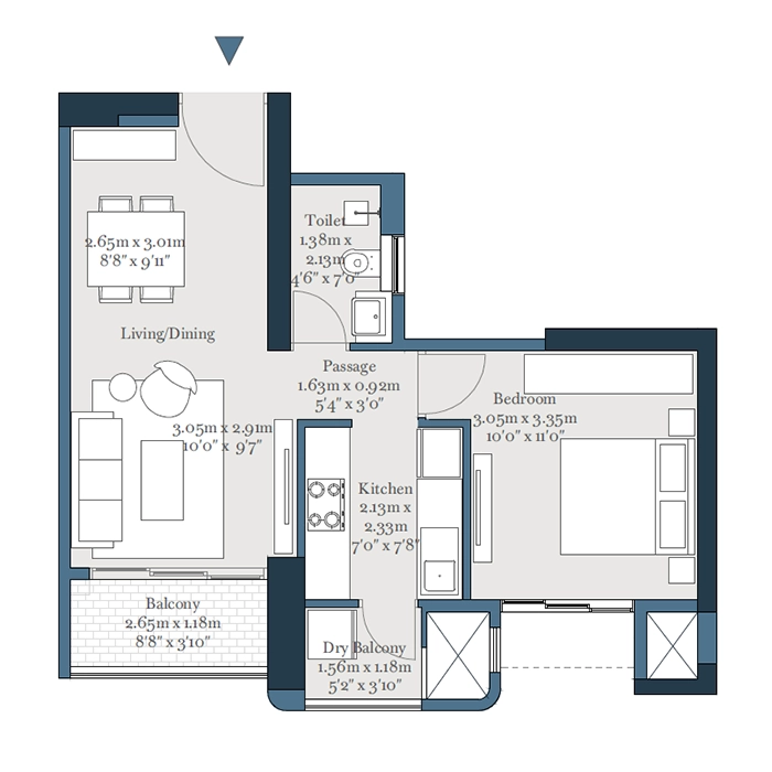 Birla Punya Sangamvadi Floor Plan 1 BHK